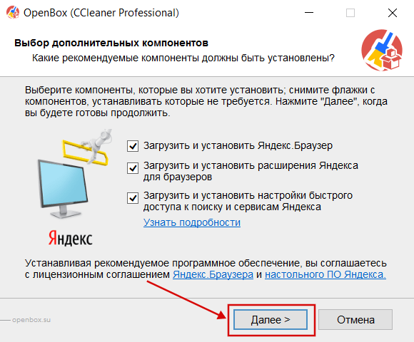 Установка CCleaner Pro (Yandex) скрин 3
